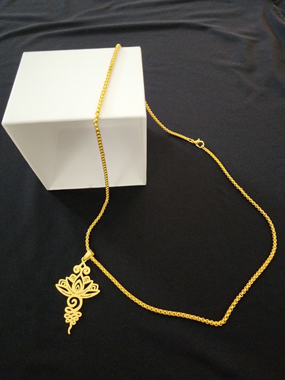 Gold Lotus Pendant Necklace - Women Jewelry